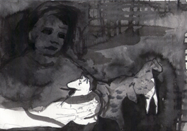 das Spiel, 2014, Tusche,Graphit auf-Papier,  14,8x21cm